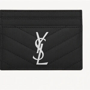 YSL Monogram Card Case in Grained Leather